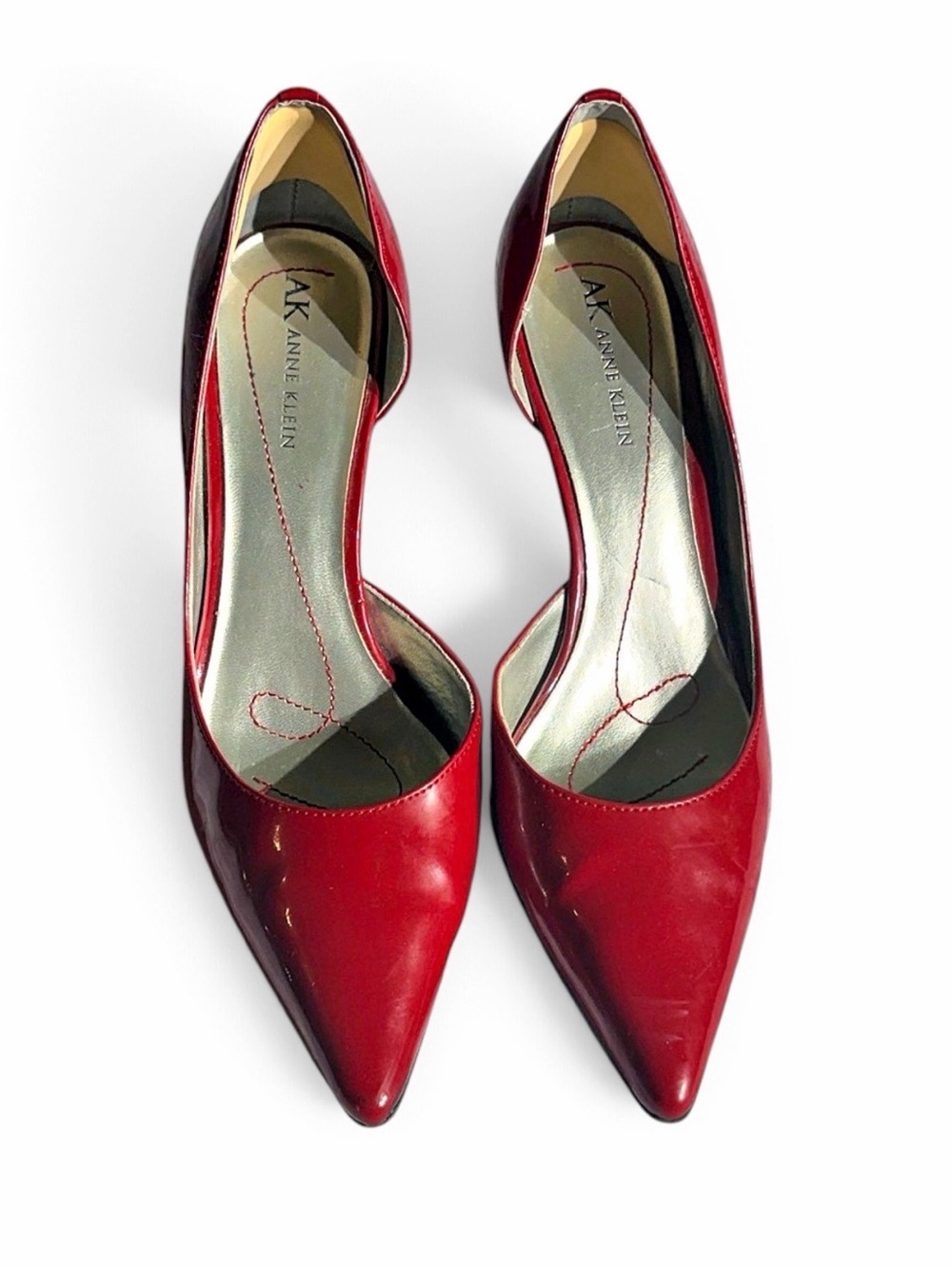 Anne Klein Red Patent Pointed Toe D’Orsay Pumps Heels Size 7.5